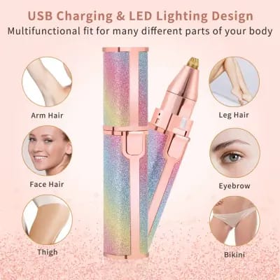 2 In 1 Hair Remover Chargeable , Multi Attractive Color With Usb Charging Cable And Cleaning Brush